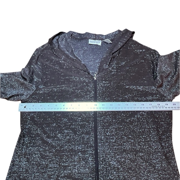 CHICO’S Travellers Brown Metallic Lurex Thread Full Zip Hoodie Long Sleeve Sz L - Picture 5 of 9